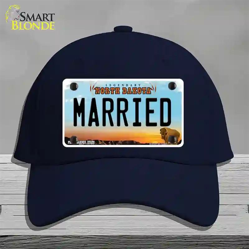 Married North Dakota Novelty License Plate Hat Cotton / Navy