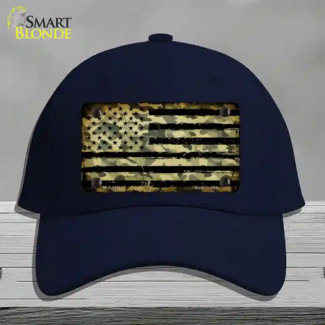 Camo American Flag Novelty License Plate Hat Cotton / Navy