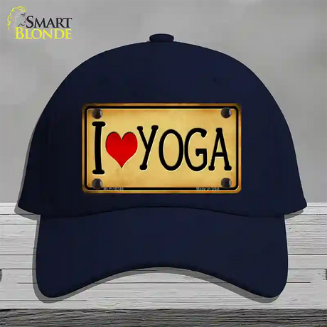 I Heart Yoga Novelty License Plate Hat Cotton / Navy