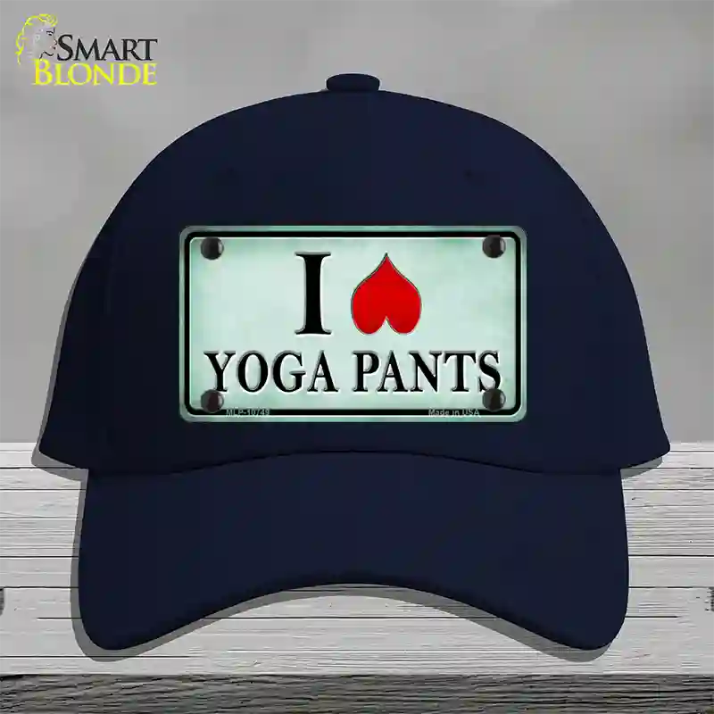 I Love Yoga Pants Novelty License Plate Hat Cotton / Navy