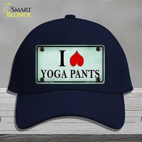 I Love Yoga Pants Novelty License Plate Hat Cotton / Navy