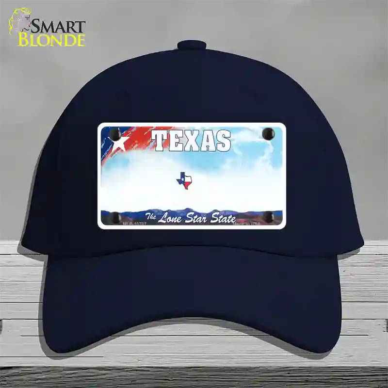 Texas New State Novelty License Plate Hat Cotton / Navy