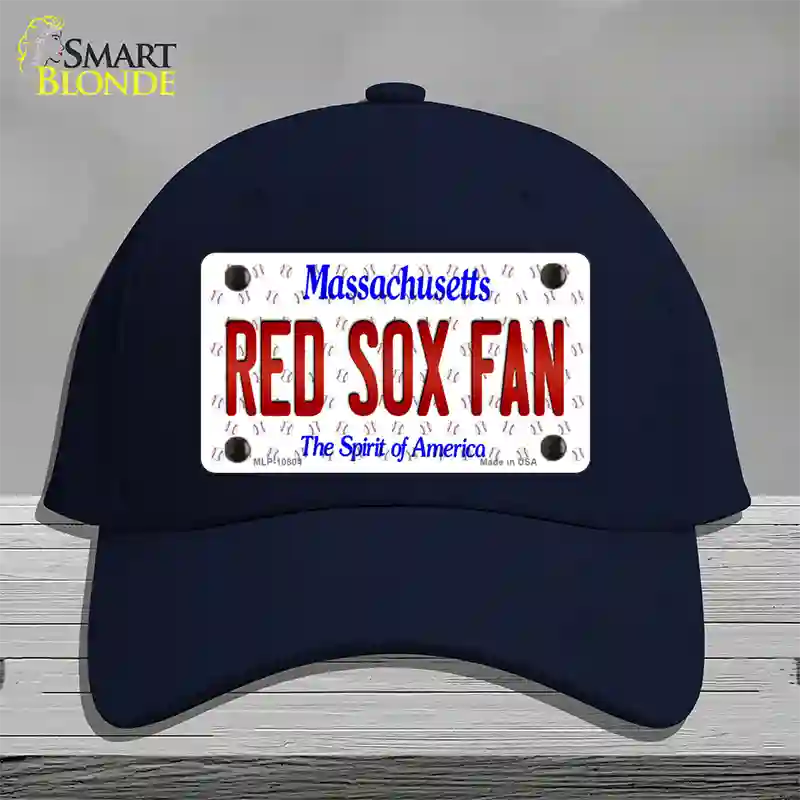 Red Sox Fan Massachusetts Novelty License Plate Hat Cotton / Navy