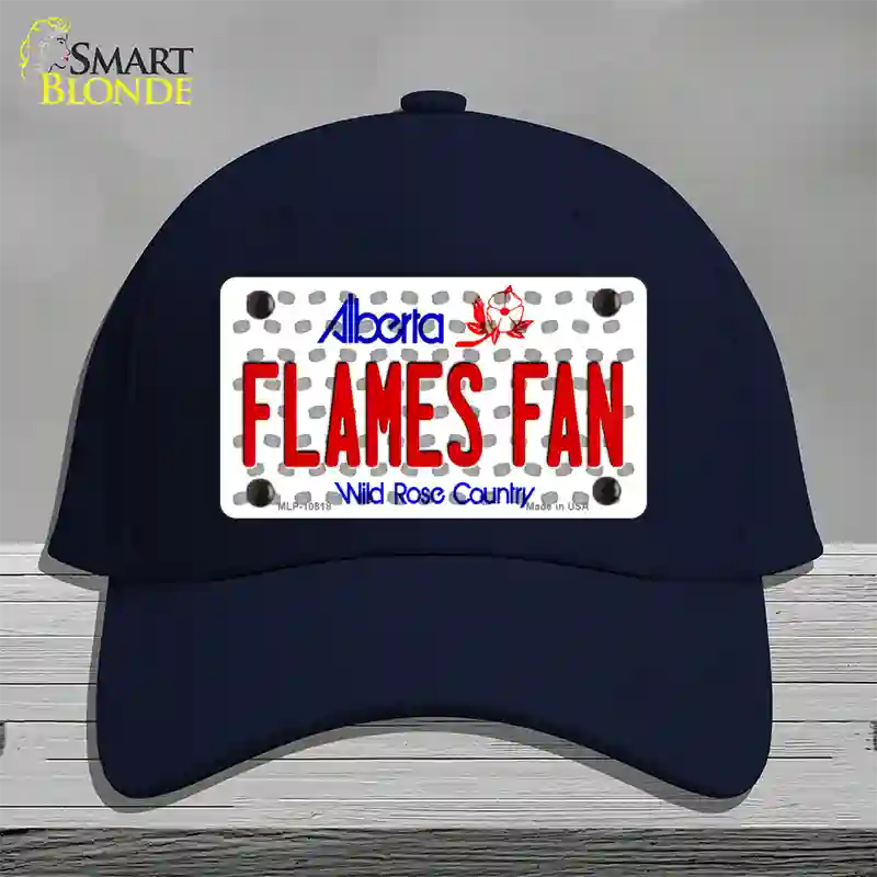 Flames Fan Alberta Novelty License Plate Hat Cotton / Navy