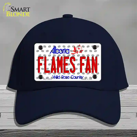 Flames Fan Alberta Novelty License Plate Hat Cotton / Navy