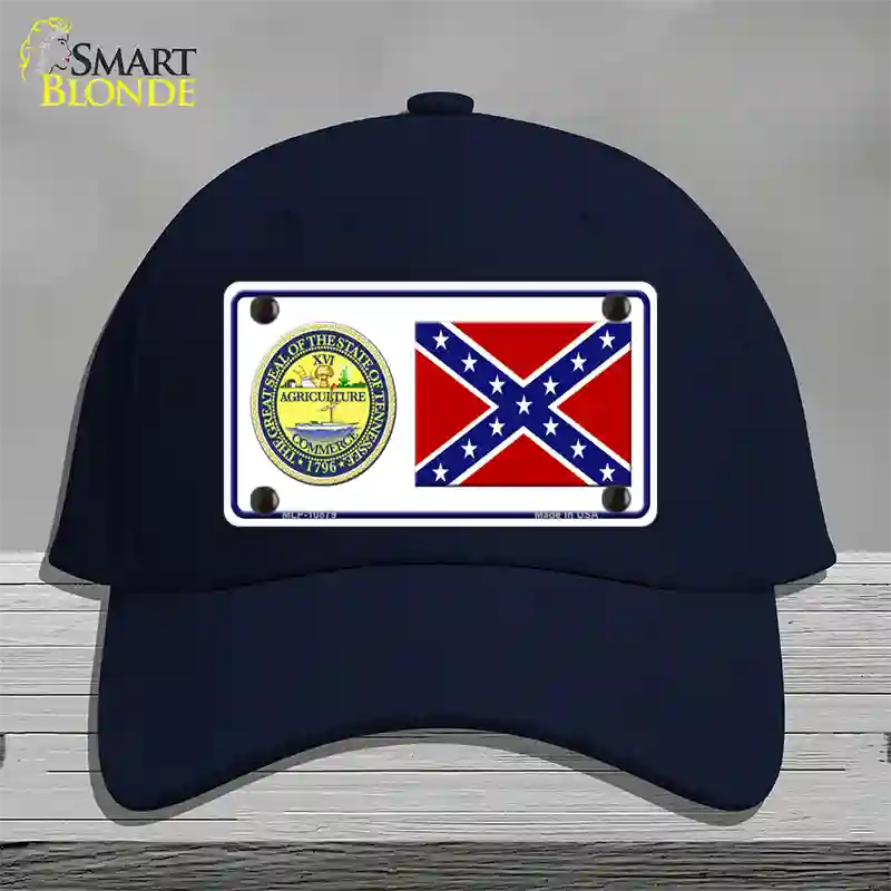 Confederate Flag Tennessee Seal Novelty License Plate Hat Cotton / Navy