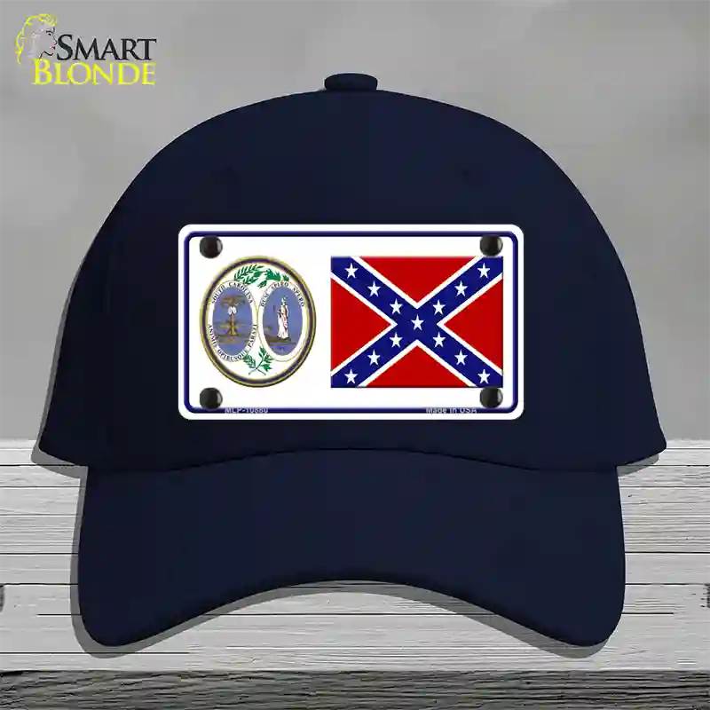 Confederate Flag South Carolina Seal Novelty License Plate Hat Cotton / Navy