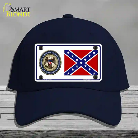 Confederate Flag Mississippi Seal Novelty License Plate Hat Cotton / Navy