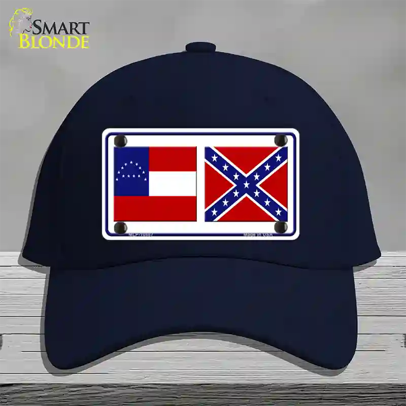 Confederate Robert E Lee Flag Novelty License Plate Hat Cotton / Navy