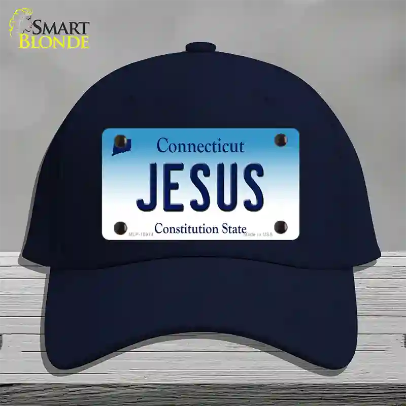 Jesus Connecticut Novelty License Plate Hat Cotton / Navy