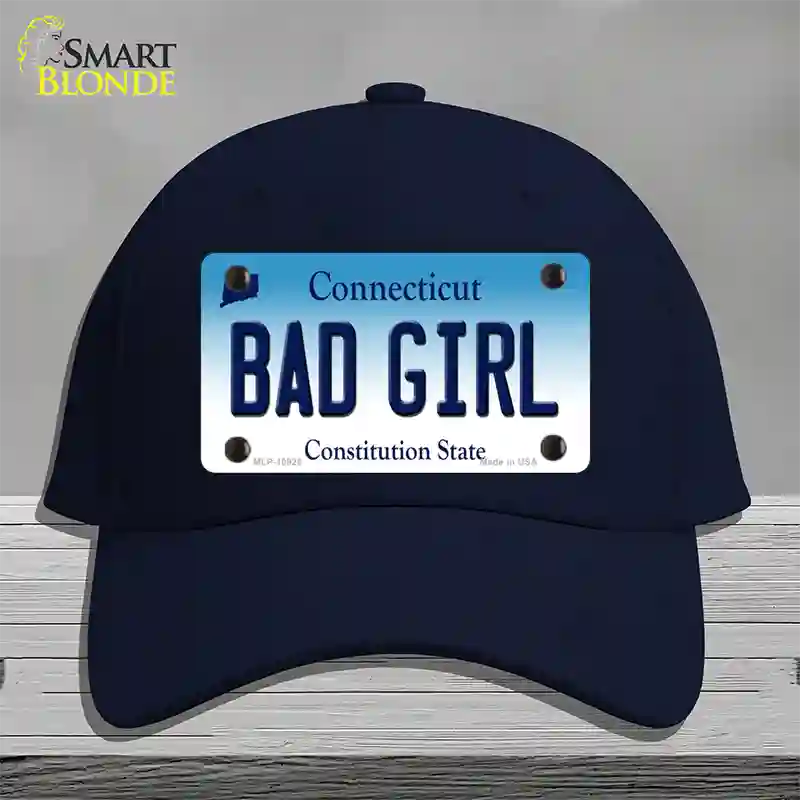 Bad Girl Connecticut Novelty License Plate Hat Cotton / Navy