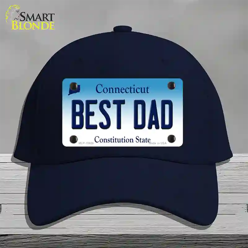 Best Dad Connecticut Novelty License Plate Hat Cotton / Navy