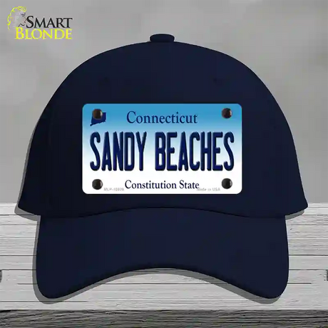 Sandy Beaches Connecticut Novelty License Plate Hat Cotton / Navy