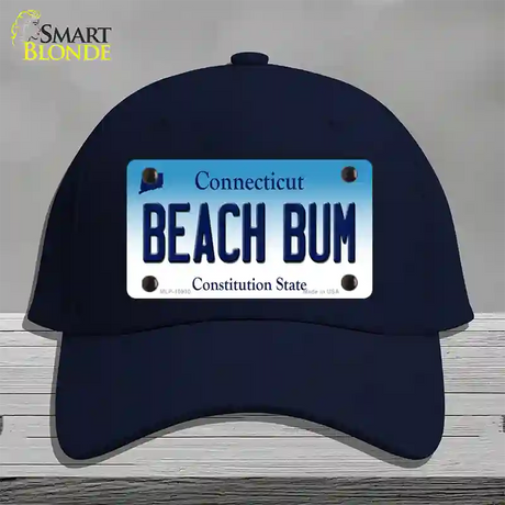 Beach Bum Connecticut Novelty License Plate Hat Cotton / Navy