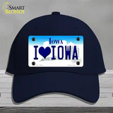 I Love Iowa Novelty License Plate Hat Cotton / Navy