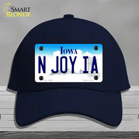 N Joy IA Iowa Novelty License Plate Hat Cotton / Navy