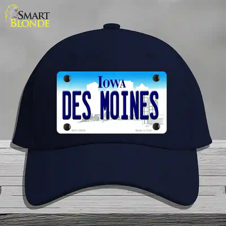 Des Moines Iowa Novelty License Plate Hat Cotton / Navy