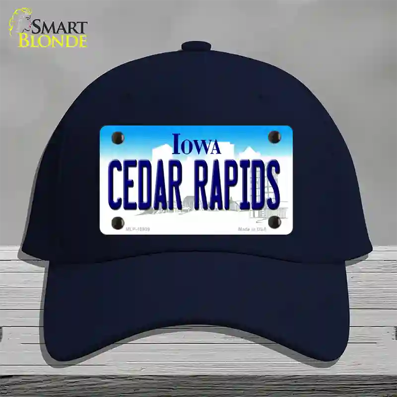 Cedar Rapids Iowa Novelty License Plate Hat Cotton / Navy