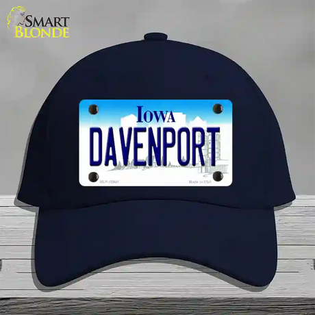 Davenport Iowa Novelty License Plate Hat Cotton / Navy