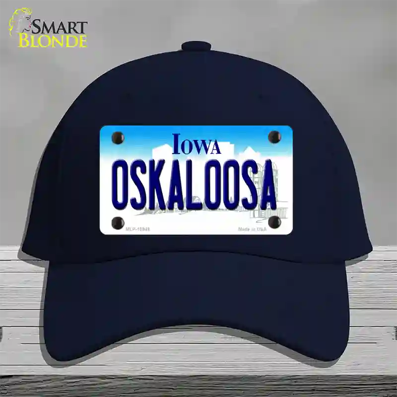 Oskaloosa Iowa Novelty License Plate Hat Cotton / Navy