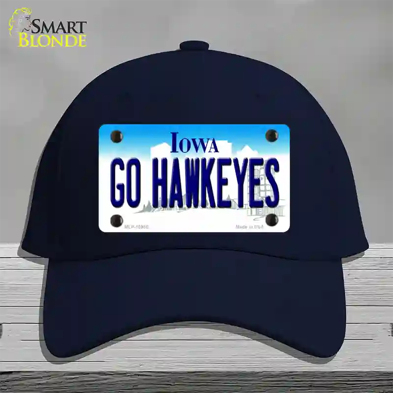 Go Hawkeyes Iowa Novelty License Plate Hat Cotton / Navy