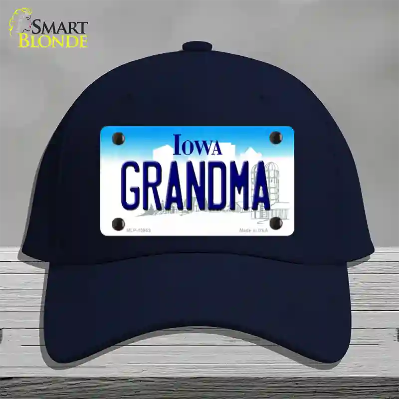 Grandma Iowa Novelty License Plate Hat Cotton / Navy