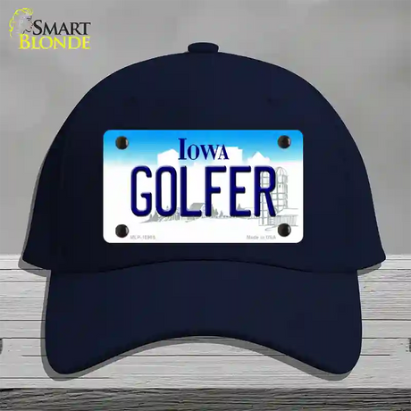 Golfer Iowa Novelty License Plate Hat Cotton / Navy