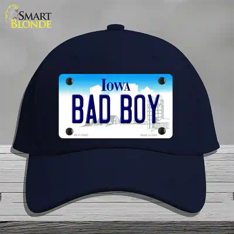 Bad Boy Iowa Novelty License Plate Hat Cotton / Navy