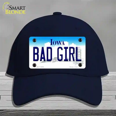 Bad Girl Iowa Novelty License Plate Hat Cotton / Navy