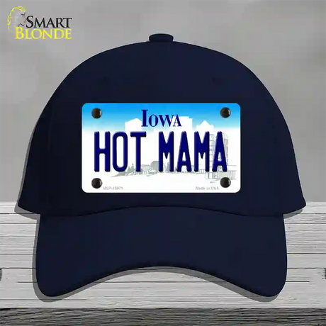 Hot Mama Iowa Novelty License Plate Hat Cotton / Navy