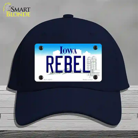 Rebel Iowa Novelty License Plate Hat Cotton / Navy