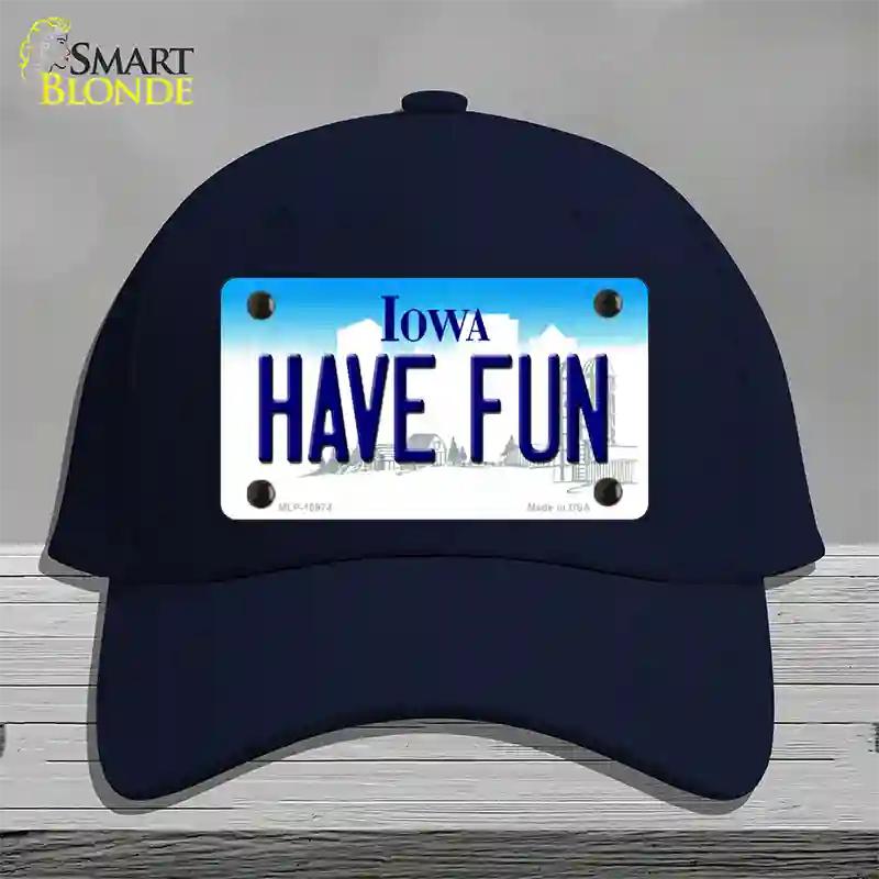 Have Fun Iowa Novelty License Plate Hat Cotton / Navy