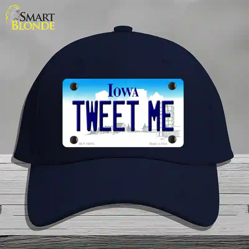 Tweet Me Iowa Novelty License Plate Hat Cotton / Navy