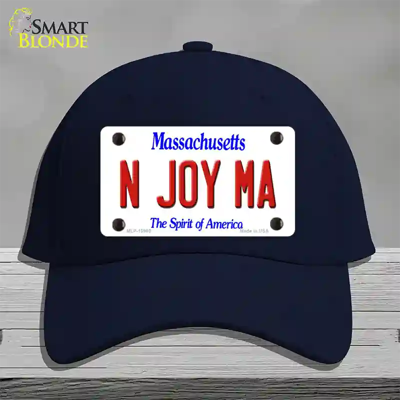 N Joy MA Massachusetts Novelty License Plate Hat Cotton / Navy