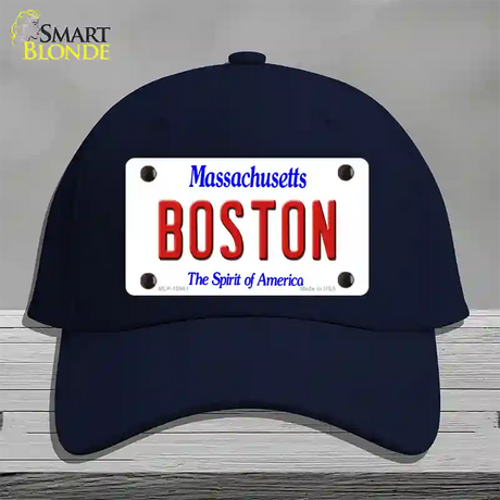 Boston Massachusetts Novelty License Plate Hat Cotton / Navy