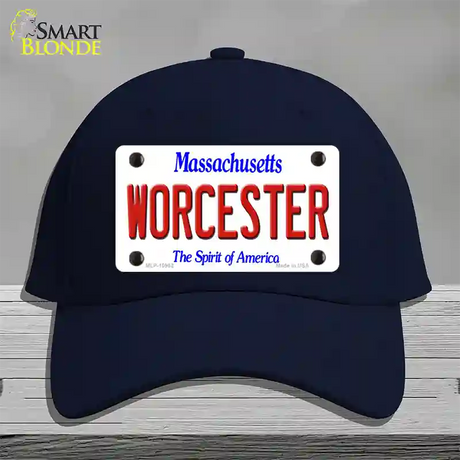 Worcester Massachusetts Novelty License Plate Hat Cotton / Navy