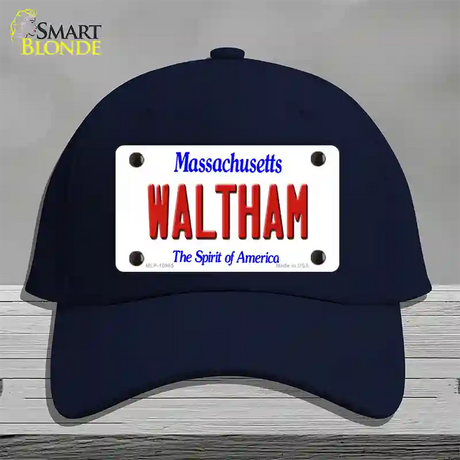 Waltham Massachusetts Novelty License Plate Hat Cotton / Navy