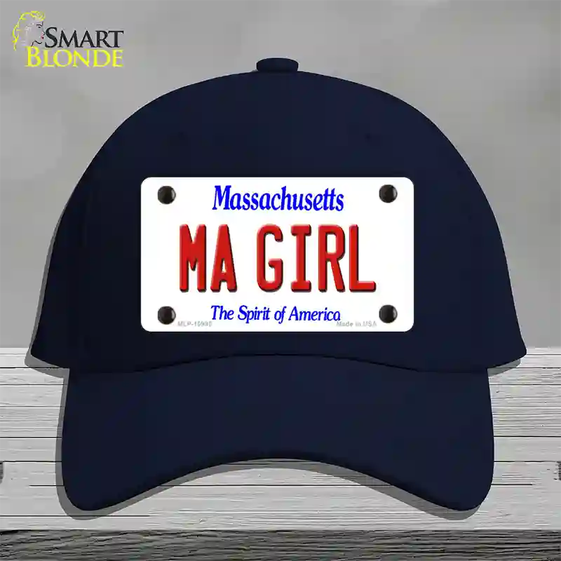 MA Girl Massachusetts Novelty License Plate Hat Cotton / Navy