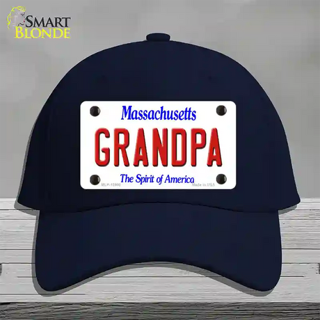 Grandpa Massachusetts Novelty License Plate Hat Cotton / Navy