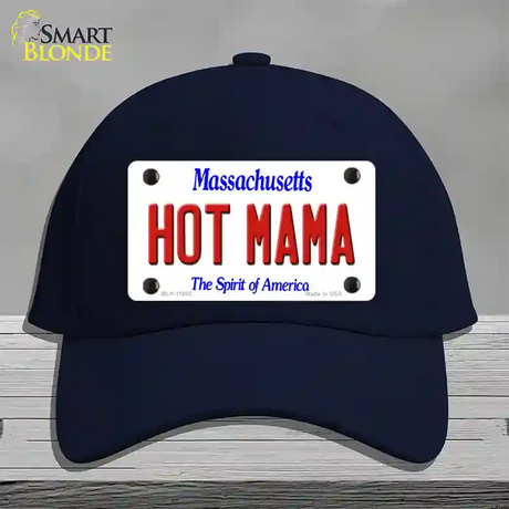 Hot Mama Massachusetts Novelty License Plate Hat Cotton / Navy