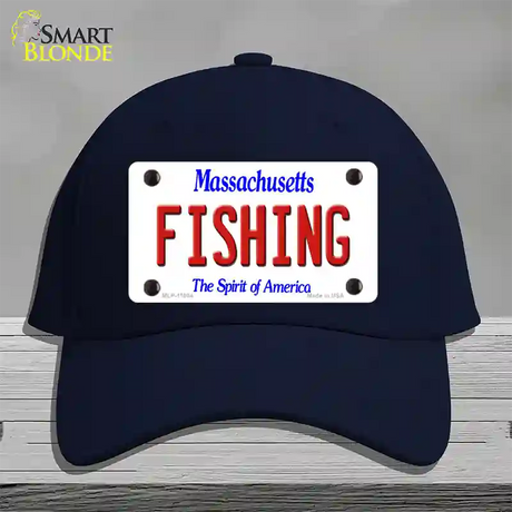 Fishing Massachusetts Novelty License Plate Hat Cotton / Navy