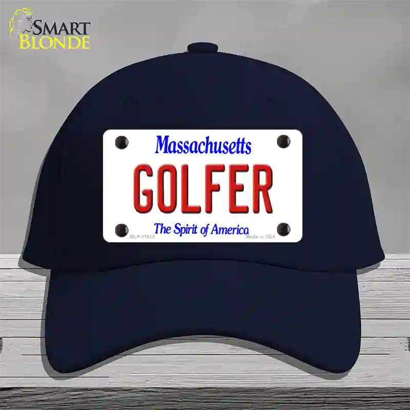 Golfer Massachusetts Novelty License Plate Hat Cotton / Navy