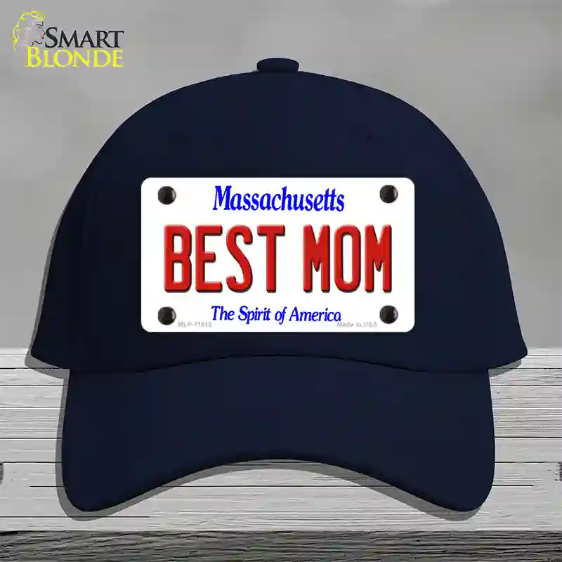 Best Mom Massachusetts Novelty License Plate Hat Cotton / Navy