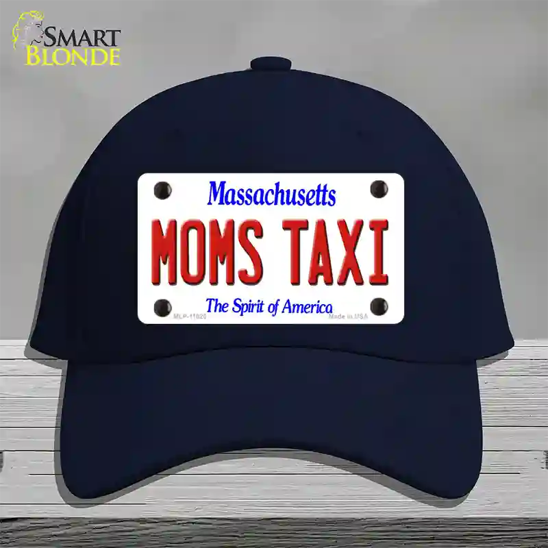 Moms Taxi Massachusetts Novelty License Plate Hat Cotton / Navy