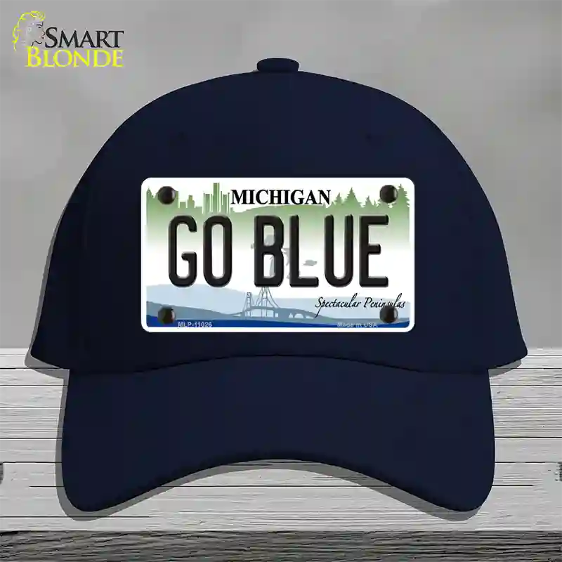 Go Blue Michigan Novelty License Plate Hat Cotton / Navy