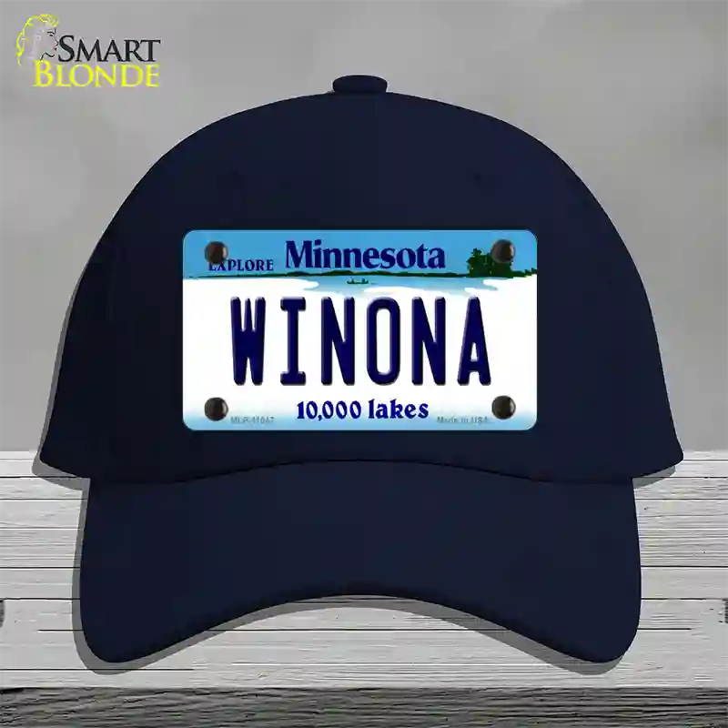 Winona Minnesota State Novelty License Plate Hat Cotton / Navy