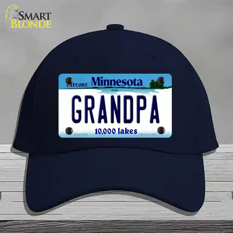 Grandpa Minnesota State Novelty License Plate Hat Cotton / Navy