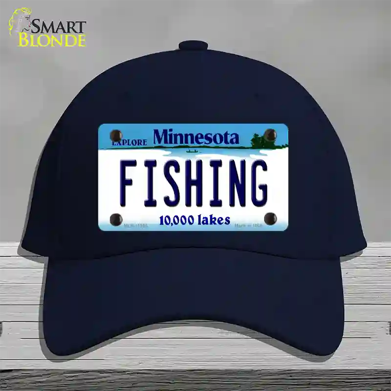 Fishing Minnesota State Novelty License Plate Hat Cotton / Navy