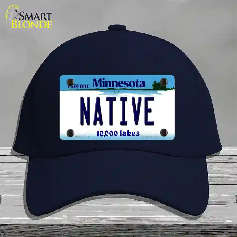 Native Minnesota State Novelty License Plate Hat Cotton / Navy