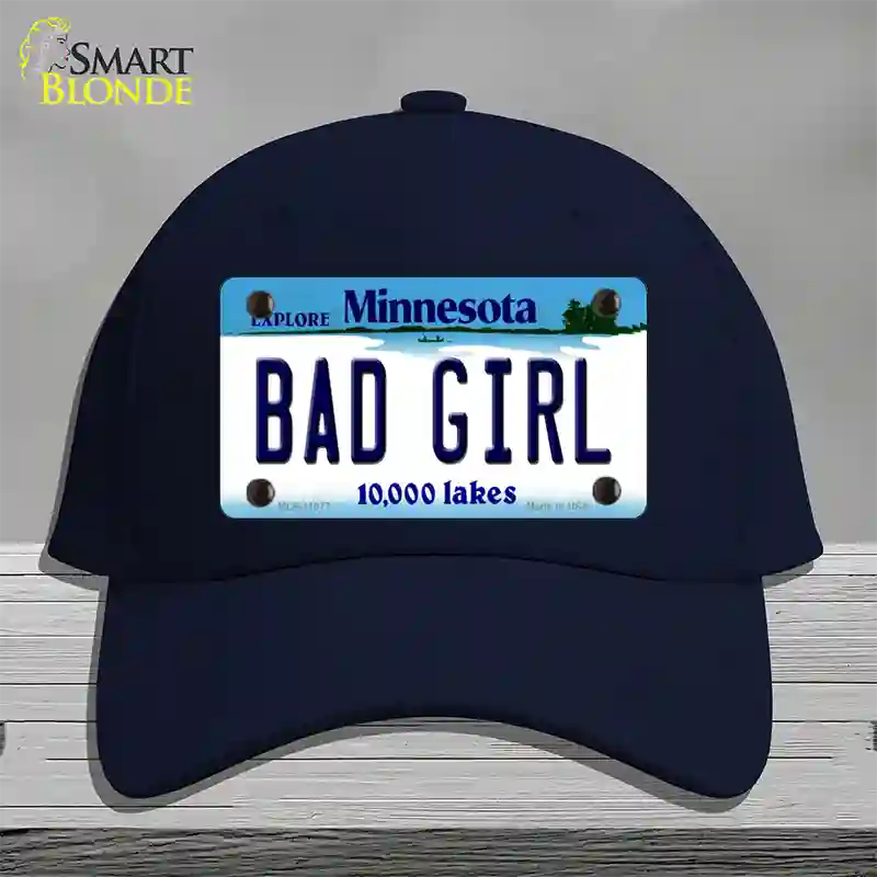 Bad Girl Minnesota State Novelty License Plate Hat Cotton / Navy